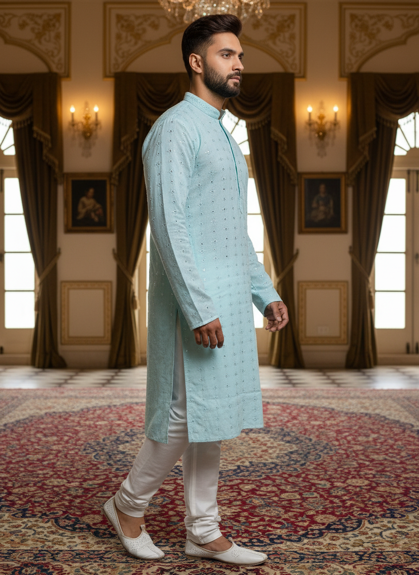 Purple Royal Kurta - Side View