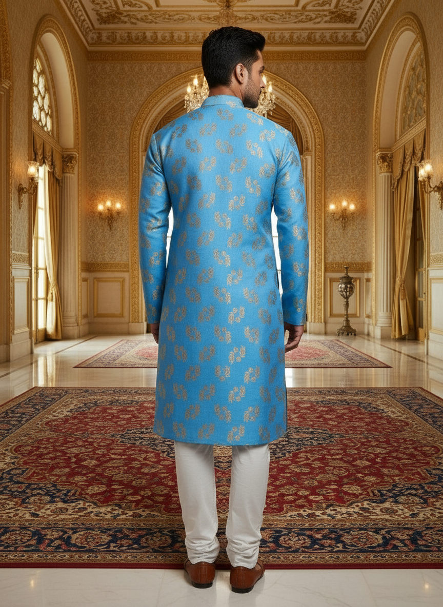 Navy Blue Corporate Kurta - Side View