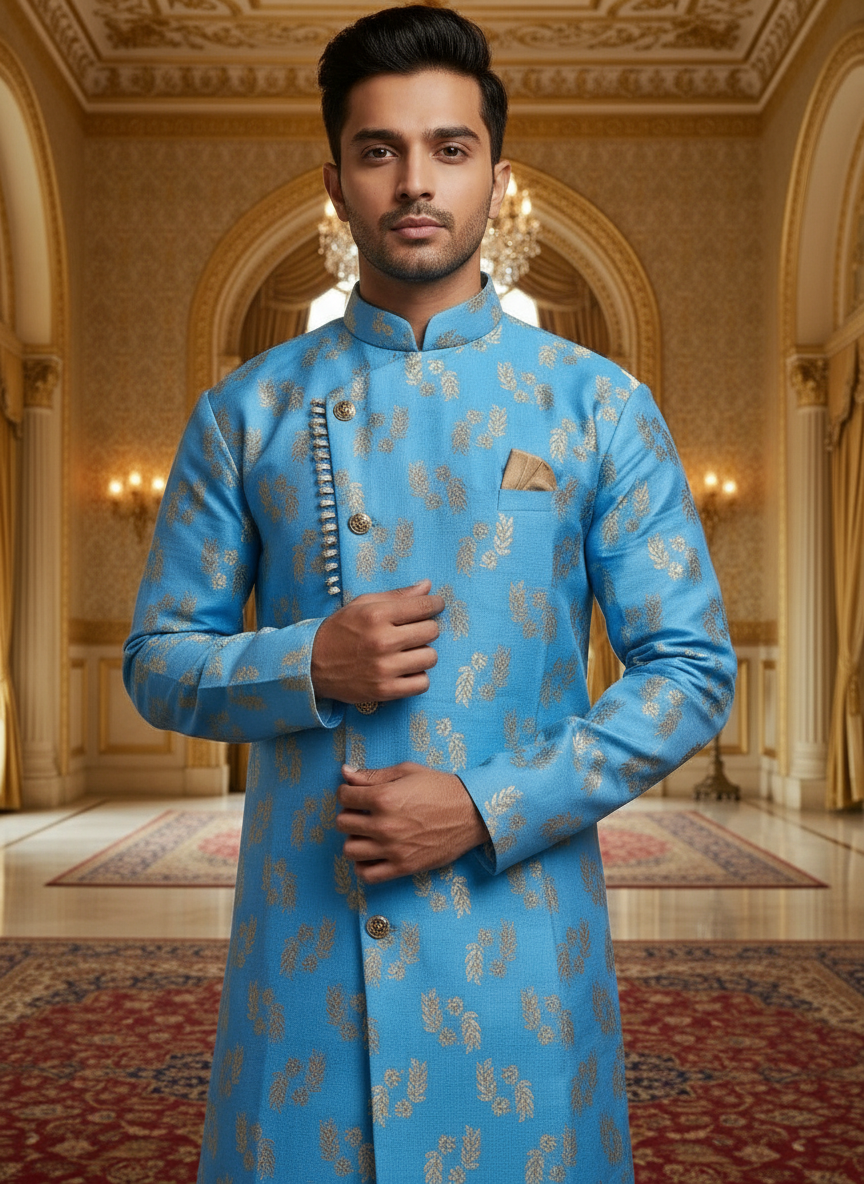 Navy Blue Corporate Kurta - Back View