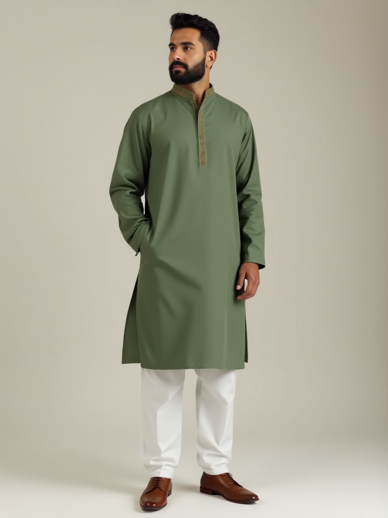 Royal Maroon Wedding Kurta - Detail View