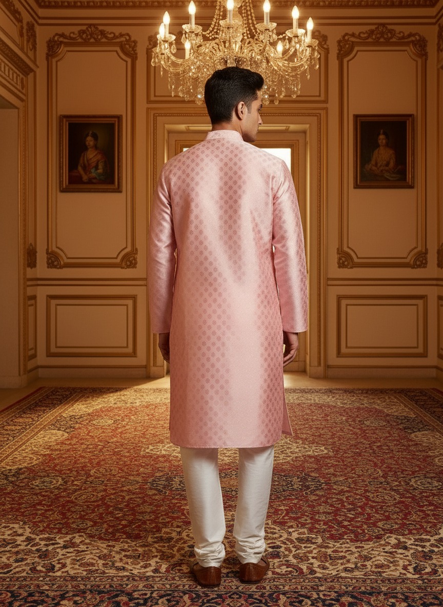 Pink Festive Kurta - Back View