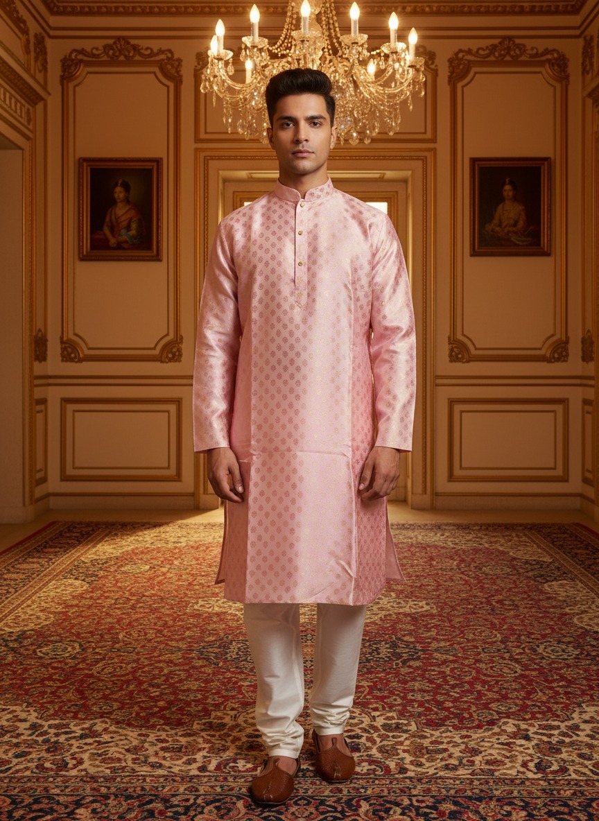 Pink Festive Kurta - Side View