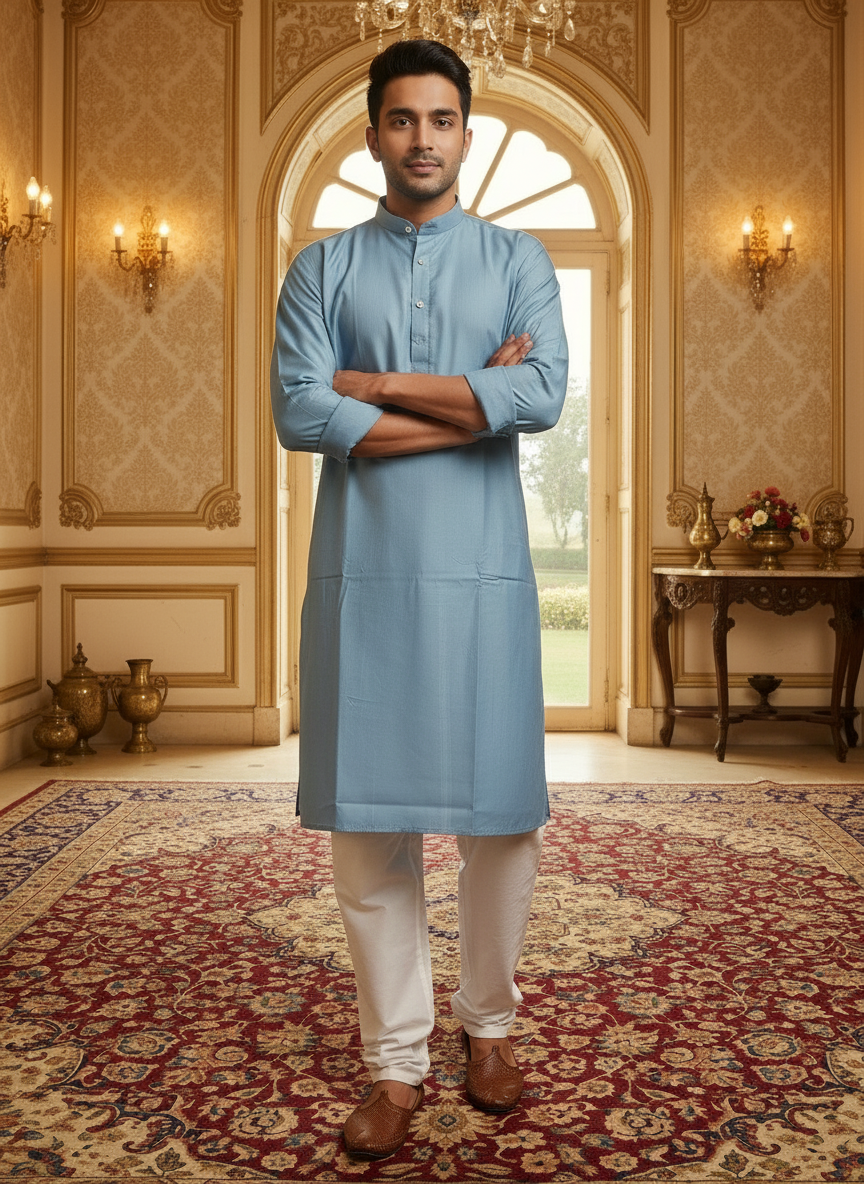 Grey Religious Kurta - Side View