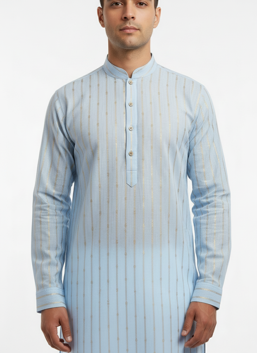 Cream Party Kurta - Detail View