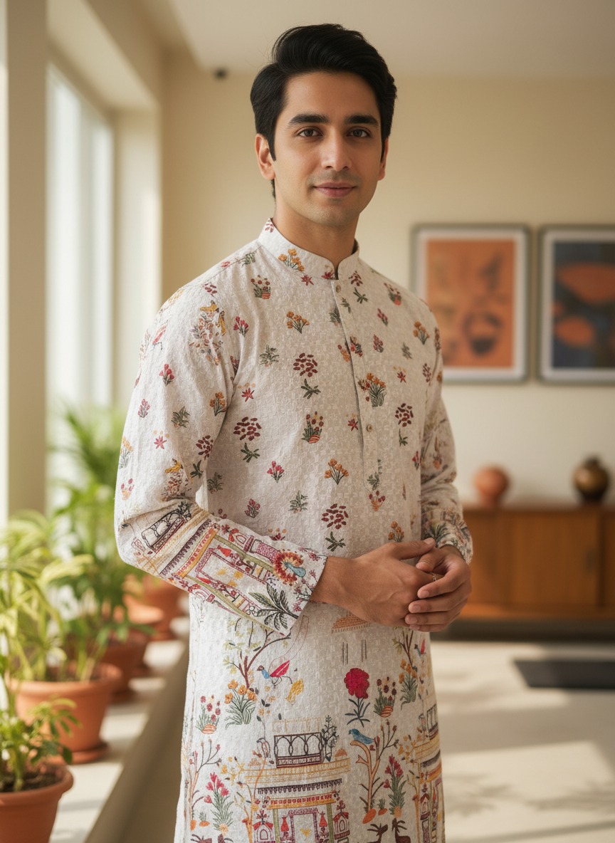 Classic White Kurta - Side View